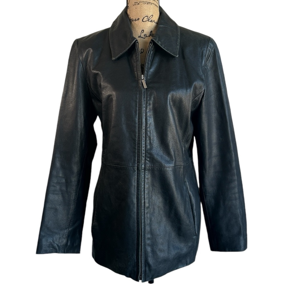 Colebrook 100% Black Leather Zip Up Jacket